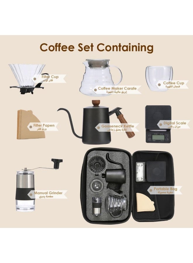 HXDream V60 Pour Over Coffee Set,8-Piece Drip Coffee Maker Set,Hand Brewing Coffee Accessories Kit,ALL In 1 Portable Travel Bag 52*17*28cm - Image 5